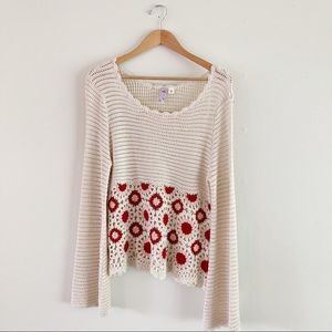 Alya Francescas Granny Crochet Bell Sleeve Sweater